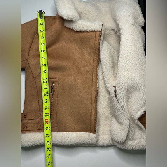 Generation Love Dion Vegan Suede Shearling Cognac Moto Jacket Size XXS (Small) - Picture 14 of 14